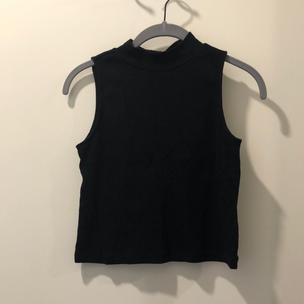 H&M High Neck Cropped Top, Black, Sz M